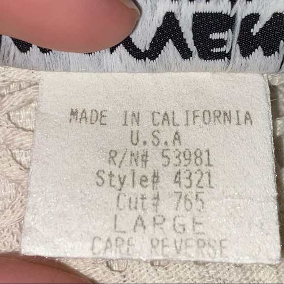 *SOLD* Vintage Mayvens Of California Off White Lace Crochet Dress Large - Picture 8 of 9